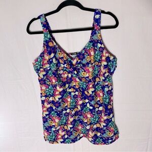 5/$25 ACX Swim Purple Green Floral Swim Top 3X